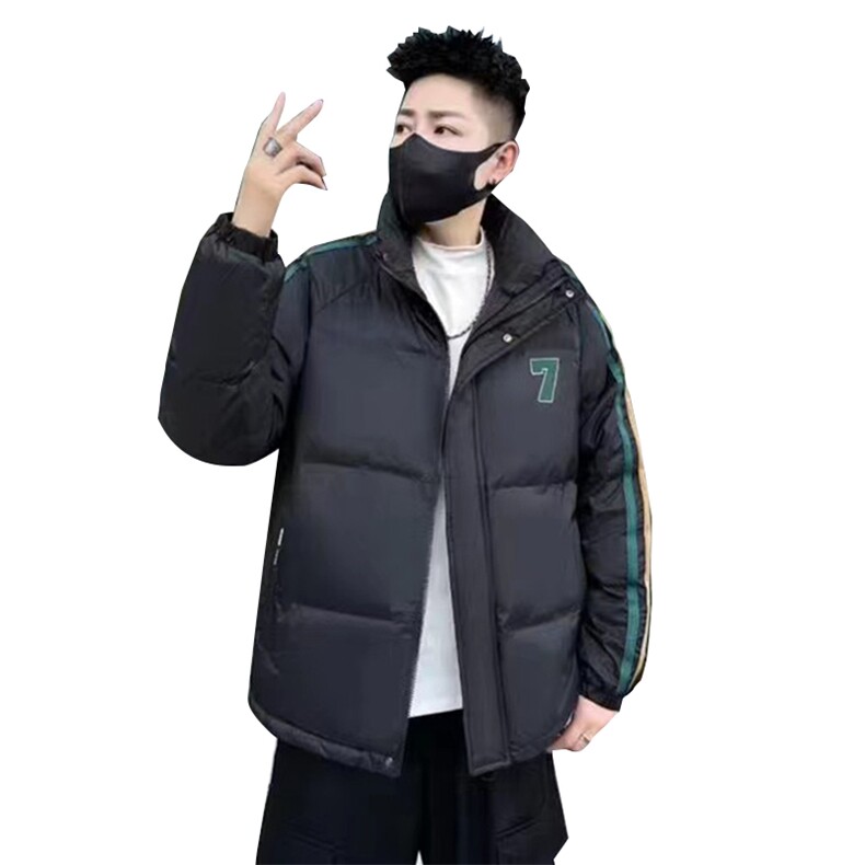 秋冬立领潮牌条纹羽绒服御寒轻薄保暖韩版青年防寒短款外套男装,男装羽绒服,钱塘6003（原4033）