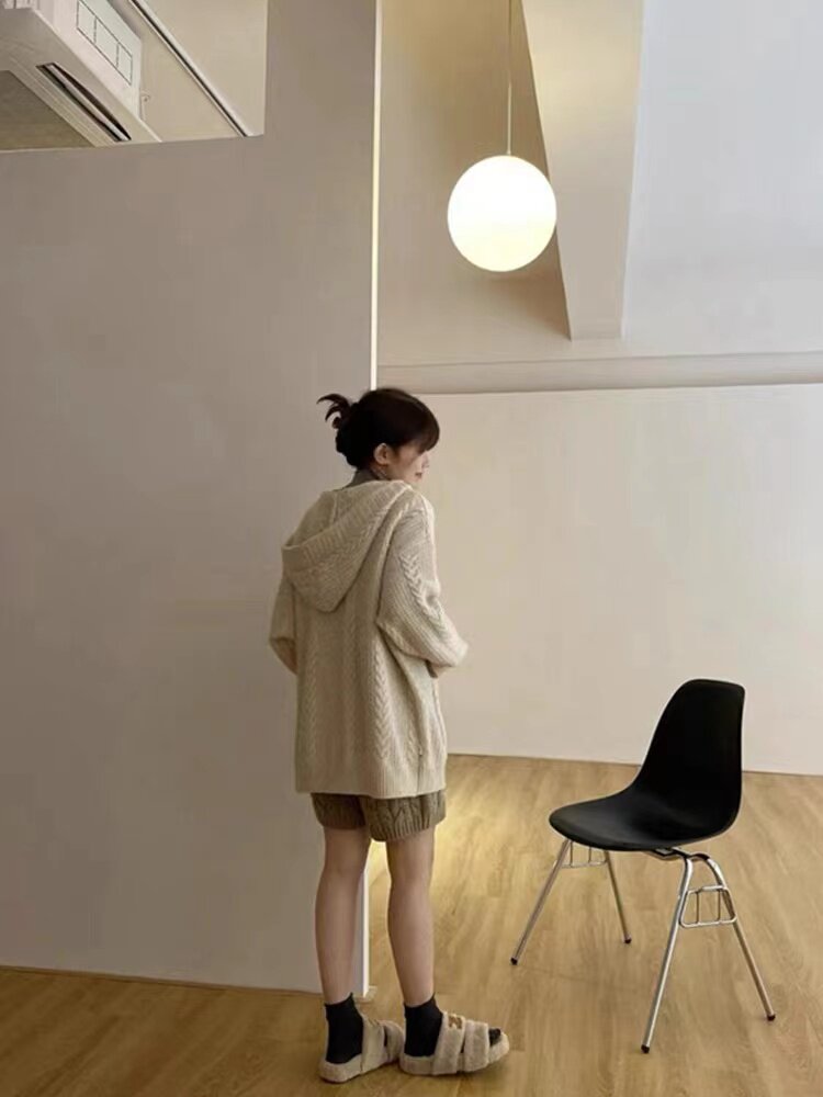 时尚女装羊毛带帽长款开衫外套舒适保暖秋冬,女装羊毛衫,梵泰羊绒