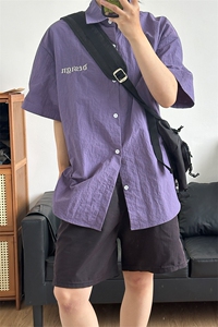夏季新款速干短袖刺绣衬衫潮流港风宽松百搭男半袖 CS285-P35图片