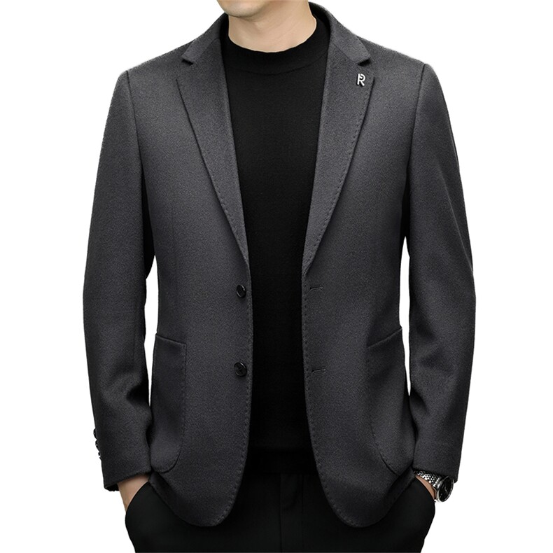 高端中年绵羊毛休闲西服外套男秋季中青年羊毛双面呢西装外套,男装西服,钱塘723