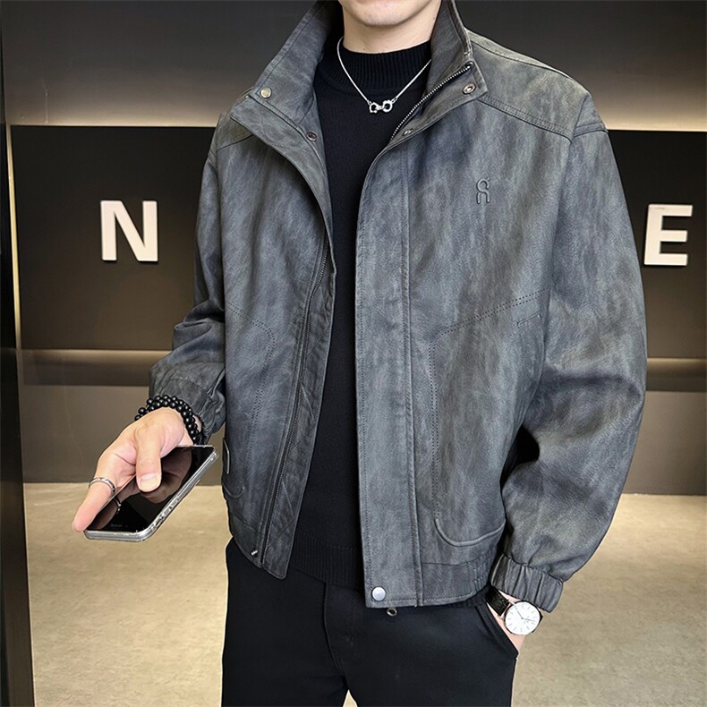 男装皮衣秋季2025新款宽松品质皮夹克外套C317-J2593-P165,男装夹克,电商C317