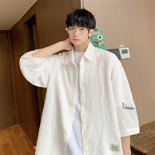 1港风花型七分袖衬衫男大码M-5XL风情侣衬衫男QCS7023P45控68，男装衬衫，星座226-2