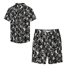 夏款提花短袖短裤薄款绸缎两件套男休闲高端潮套装，男装牛仔裤，钱塘6003B