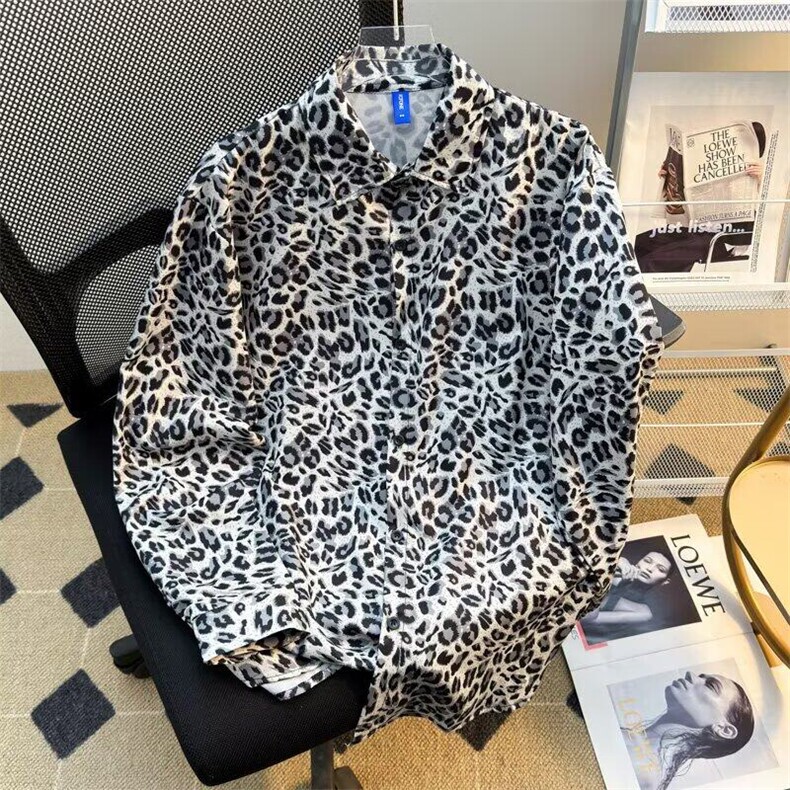 豹纹外套男设计感炸街嘻哈长袖衬衫情侣装夹克上衣服CY1174-P28,男装夹克,星座412-2