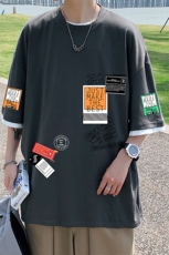 JT55121-P25假两件短袖t恤男大码胖子半袖体恤半截袖港风，男装T恤，电商A040