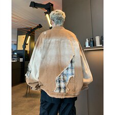 秋季新款港风美式潮牌痞帅设计感破洞牛仔夹克男潮insJK1384-P78，男装夹克，星座313A(原308A-2)