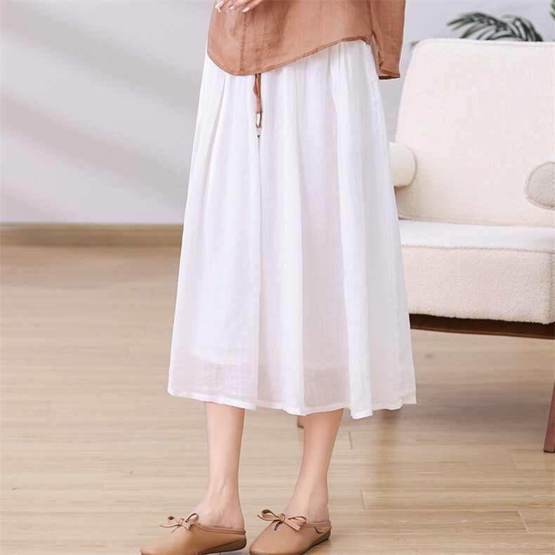 BasicHouse/百家好薄款宽松阔腿山本裤子女夏季高腰垂感半身裤裙,女装半身裙,独衣靓