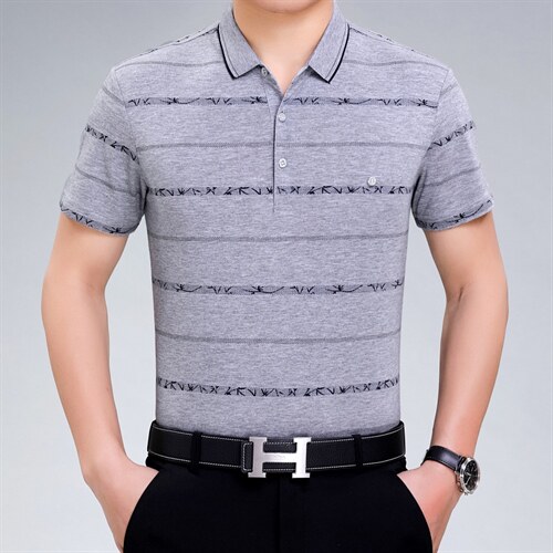 爸爸夏装男士冰丝短袖t恤中老年纯棉T恤夏季POLO衫中年40男装50岁，男装T恤，电商B212（原钱塘6029）