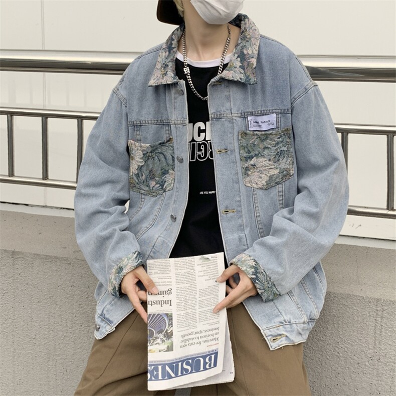 秋季英伦ins痞帅宽松夹克男复古牛仔外套JK02062-P68,男装夹克,星座308B-1