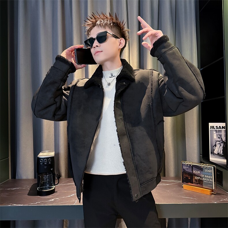 皮毛一体冬季棉袄男社会小伙版型工装棉衣外套袄子5213-P148控188,男装棉衣,电商D327