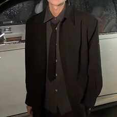 档口现货D5170-特批65高级感纯色假两件领带衬衫男士上衣，男装衬衫，星座603-2