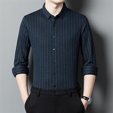 BB57206钱塘2020-2新款中年男士薄款宽松休闲条纹长袖衬衣P142，男装衬衫，钱塘207-2