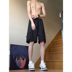 夏季美式高街冰丝hiphop运动五分工装裤短裤货号DK2428P38图片