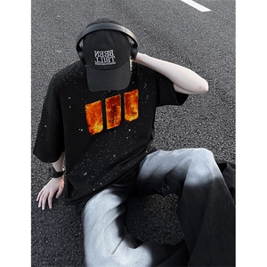 可48小时发货支持抖音得物来样二开 美式满天星亮片短袖T恤MTX632图片