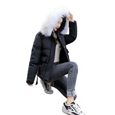 2020冬季新款简约大毛领小雏菊时尚棉衣，女装棉衣/棉服，艾尚靓装