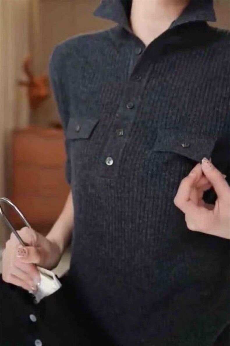 冬新款女装内搭打底衫洋气减龄双口袋修身显瘦坑条高领,女装羊毛衫,旭驰羊绒