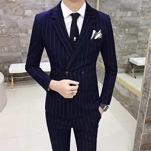 条纹横向两粒扣西装套装男三件套礼服 7001-P285图片