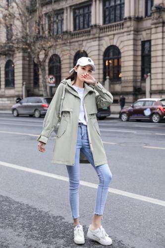 中长款水洗派克风衣时尚款，女装风衣，百变诱惑