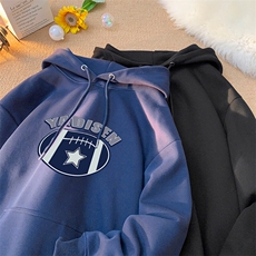 橄榄球印花LOGO男女情侣潮牌连帽卫衣，男装卫衣，星座310A-4