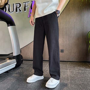 2025夏季轻奢亚麻高级感男裤社会小伙直筒休闲裤韩版裤子2259-P75