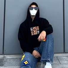 抖音得物高品质25秋冬美式重磅宽松纯色连帽贝壳刺绣卫衣AW6301，男装卫衣，电商A443