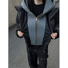 现货高品质重磅工艺美式高街假两件PU皮棉衣男女加厚棉服外套，男装棉衣，电商A486-1
