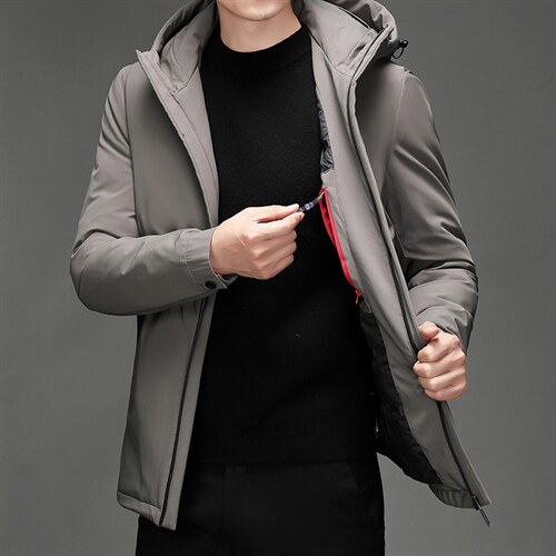 S78150冬季男士连帽白鸭绒羽绒服保暖外套修身潮流帅气P310图片