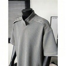 现货-原创-纽扣装饰短袖解构拼接T恤美式宽松1016-1T341P32K59，男装T恤，星座1016-1（原电商B408-1）