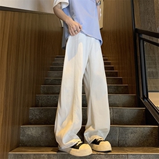 现货100棉星巴克景白色全棉宽松直筒牛仔裤子男女休闲款565/P49，男装牛仔裤，星座902A