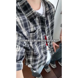 夏季数据短袖衬衣美式复古格子半袖衬衫小众上衣CS2510 P40图片