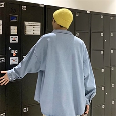 春秋新款日系复古牛仔衬衫长袖男士宽松帅气外穿牛仔衣X335/P45，男装衬衫，星座506