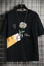 亚麻短袖t恤男大码五分袖男宽松七分袖网格挂拍YT26265-P30，男装T恤，电商A040A