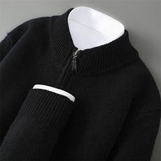 2025年秋季青春流行长袖半高领时尚百搭通勤简约开衫，男装羊毛衫，贝恒羊绒