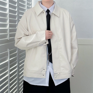 现货-秋季时尚皮衣外套男机车服男士宽松潮流皮夹克休闲 A028 P95图片
