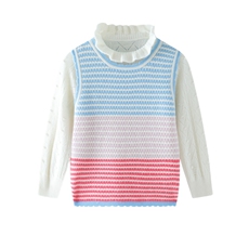 羊绒儿童马甲毛衣甜美可爱条纹设计舒适保暖春秋，童装毛衣，宛庄羊绒