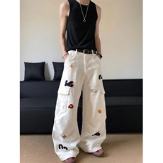 网红款高街美式趣味植绒小狗刺绣牛仔裤P57Y91913，男装牛仔裤，星座1112-1