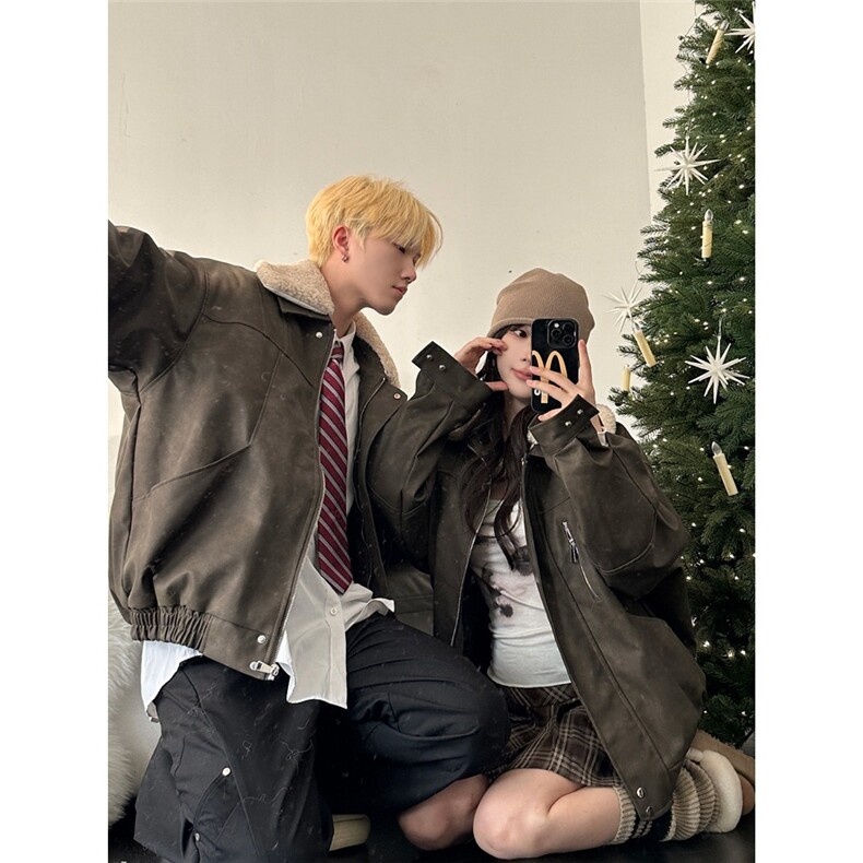网图羊羔领可拆卸夹棉外套皮衣机车夹克棉服A025-HY1162-P105,男装夹克,电商A025