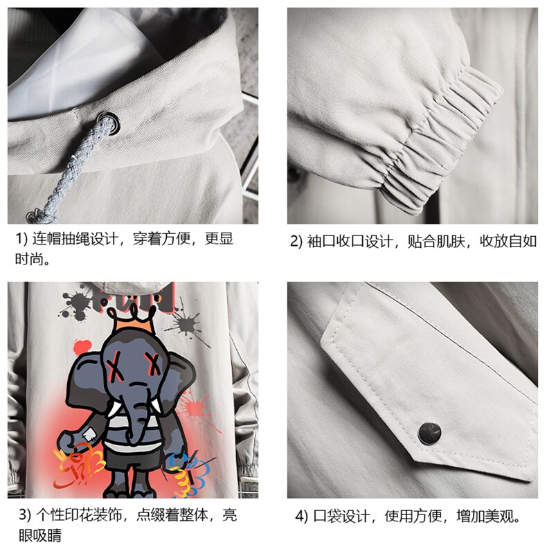 JK41221-P85加棉款-P115纯棉连帽夹克男士大码工装夹克男网格,男装夹克,电商A040A