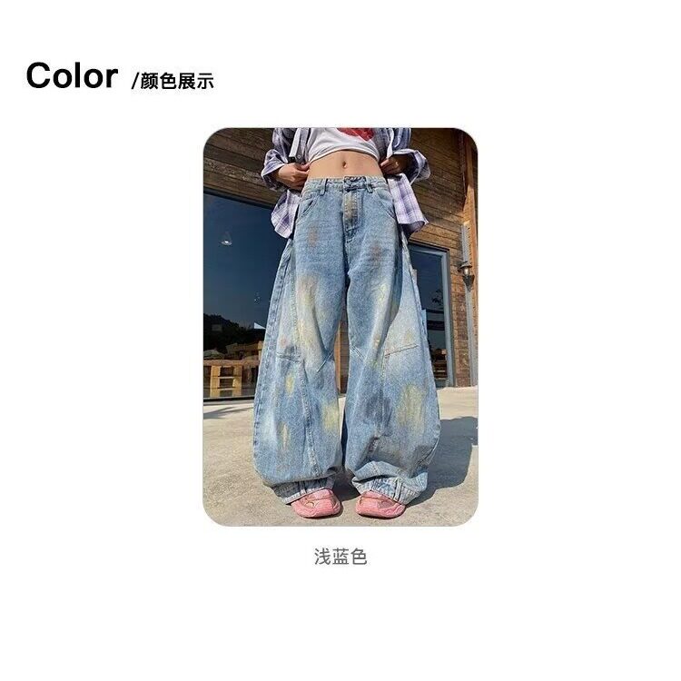 港风潮男夏季新款2025个性字母牛仔裤嘻哈ins潮高街潮流痞帅长裤,男装牛仔裤,星座506A