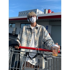 美式港风复古格纹长袖衬衫大码休闲衬衣外套C2256-特价34，男装衬衫，电商A007