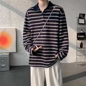 8XL-M 条纹定律polo衫男翻领长袖t恤大版宽松上衣 CX3011-P39图片