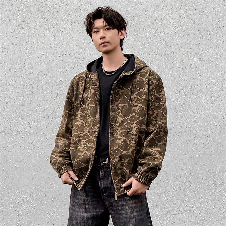美式高街大口袋连帽迷彩夹克复古工装外套A436-W992-P115168,男装夹克,电商A436