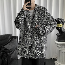 斑马纹衬衫ins秋季潮流日系长袖衬衣宽松港风痞帅外套W1224-P35，男装夹克，星座512-2