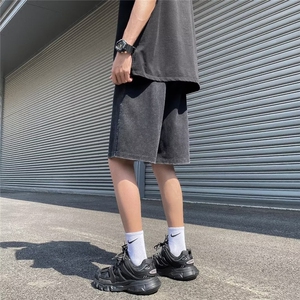 水洗纯棉短裤男潮牌ins宽松直筒中裤夏季美式重磅运动休闲五分裤图片