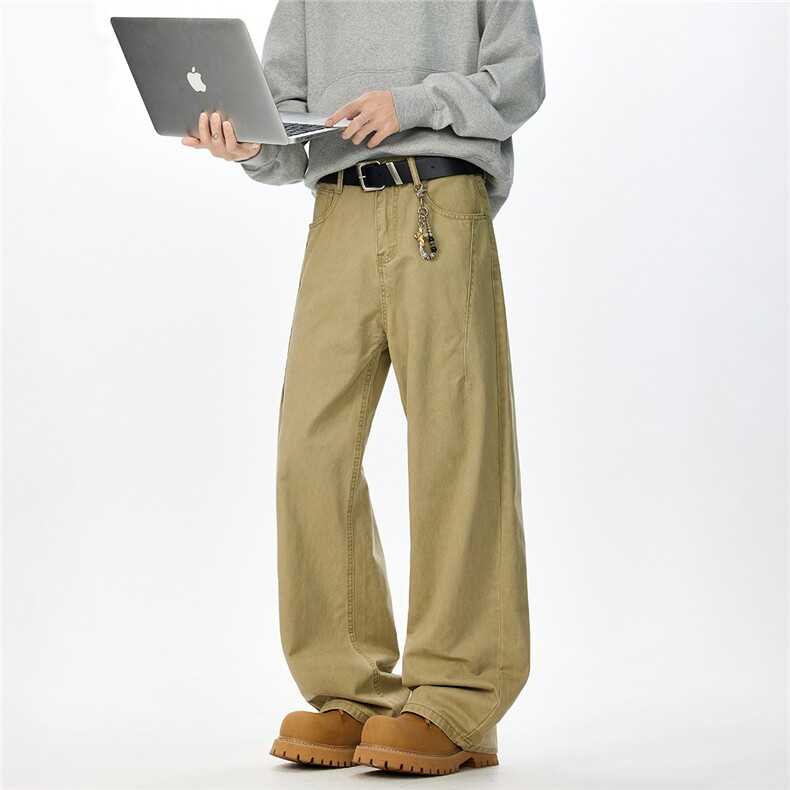 复古潮牌弯刀裤秋季新款宽松直筒休闲裤男女同款长裤，男装休闲裤，星座1504（原917）