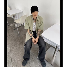 新款男士短袖衬衫cityboy纯色半袖休闲宽松青少年衬衣潮7004P45，男装衬衫，星座710