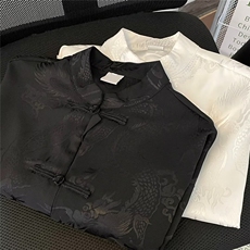 新中式风长袖衬衫男女夏潮牌oversize宽松休闲衬衣S1100-p45，男装衬衫，星座1008-2