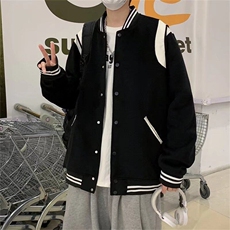 2025棒球服韩版ins宽松夹克男春秋季款毛呢情侣外套男女W6263-P52，男装夹克，星座412-2