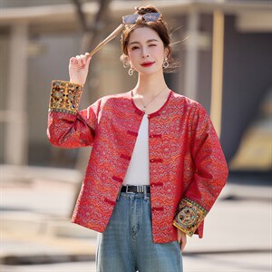 《现货》2026年春季新款新中式短款上衣高级提花刺绣欧货短款外套图片
