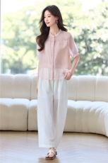 现货2025年夏设计师新款时尚气质休闲修身减龄透气女神两件套装，女装套装/套裙，木子恋